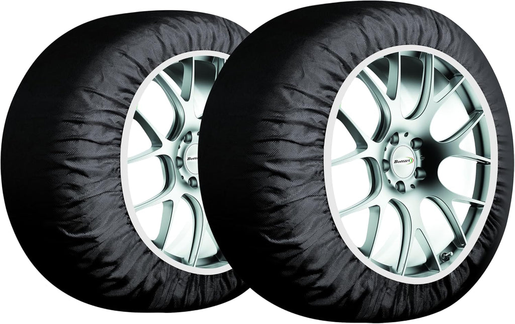 Bottari Calze da Neve Omologate Italia EN 16662-1:2020 Arctic Socks, 2 Catene da neve in tessuto, Nero, Catene da Neve Tessili (Misure per Pneumatici Dettagliate all'Interno)