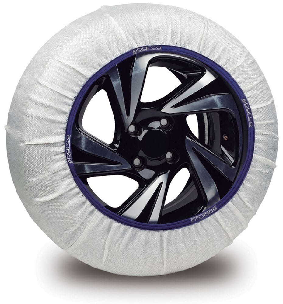 Sparco Calze da Neve Omologate Italia EN 16662-1:2020 Snow Chains 2 Catene da Neve in Tessuto per Auto, Snow Sock (Misure per Pneumatici Dettagliate all'Interno)